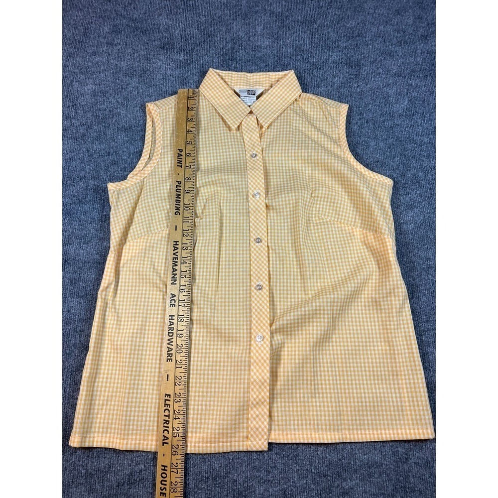 Vintage Sears Yellow Gingham Sleeveless Button Up Top Blouse Shirt 38 - Picture 5 of 7